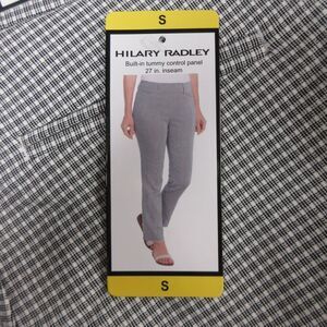 HILARY RADLEY Tummy Control Plaid Ankle Pants Small 4-6‎ White Black Cropped NWT